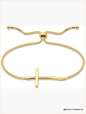 925 Sterling Silver Cross Bracelet Link Adjustable Religious Unisex